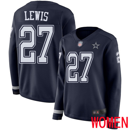 Women Dallas Cowboys Limited Navy Blue Jourdan Lewis #27 Therma Long Sleeve NFL Jersey